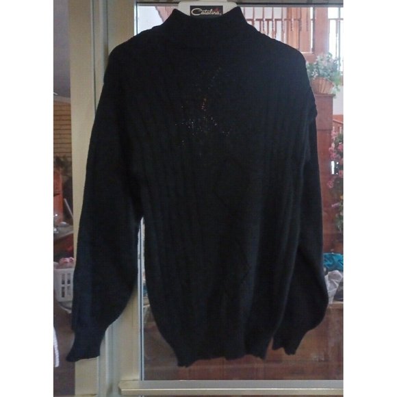 Vintage Rainbow Ridge Black Sweater Long Sleeve BOHO Medium - Picture 1 of 2